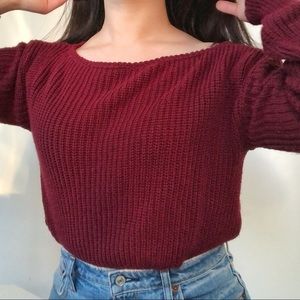 boohoo boat neck cropped knit sweater
